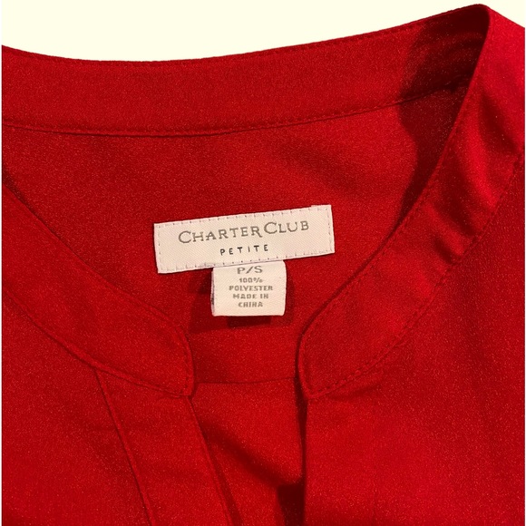 Veste Charter Club Rouge Double Boutonnage - Taille 14, Polyester, Neuf Avec Étiquette